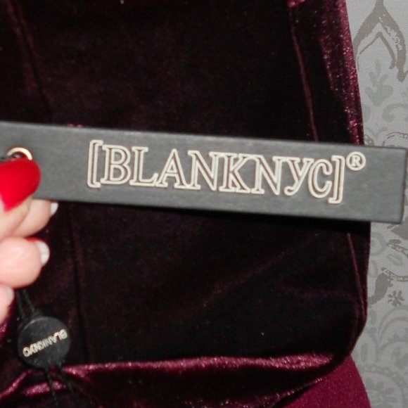 NWT [BlankNYC] XS Maroon Velvet/Velour L/S Jacket Off Center Zipper - Picture 10 of 11